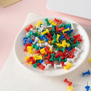 100개 다채로운 색상의 푸시핀 모음, 써머핀, 코르크보드용 핀, 사무실용 드로잉 핀, 사진 벽, 지도, 학교, 문구용 핀