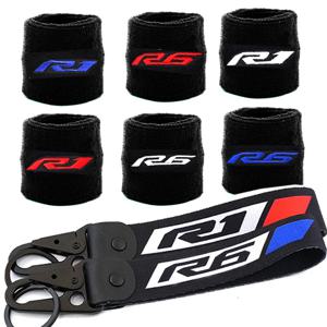 Yamaha R1 R6 YZF-R1 YZFR1 YZF R1M YZFR6 오토바이 프론트 브레이크 저수지 양말 유체 오일 탱크 커버 외장 슬리브 키 체인