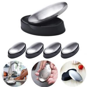 타원형 핸드 와셔 304 스테인레스 스틸 탈취제 비누 탈취 청소를위한 금속 비누 주방 도구 및 냄새 제거