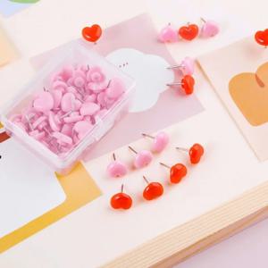 50Pc Ins 핑크 크리 에이 티브 하트 복숭아 심장 작은 플랫 헤드 푸시 핀 부드러운 나무 보드 사진 벽지도 I-네일 사무실 학교 용품