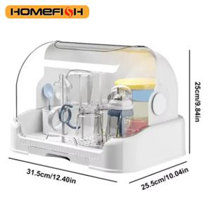 홈피쉬 휴대용 아기 젖병 건조대 & 정리함 - 분리형 물받이가 있는 방진 보관 용기