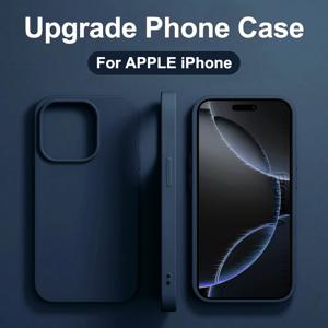 Apple iPhone 11 13 12 14 15 16 Pro Max Plus 16E 케이스 충격 방지 보호 뒷면 커버 용 기존 액체 실리콘 전화 케이스