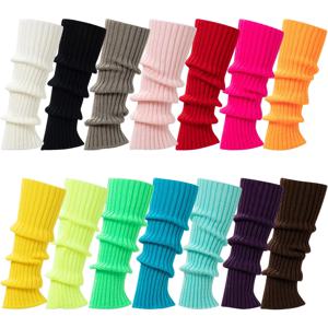 Intgoodluckycc 여성용 레그 워머 양말 80s 귀여운 카와이 청키 겨울 니트 코튼 레그 워머 발레 댄스 용 발목 양말