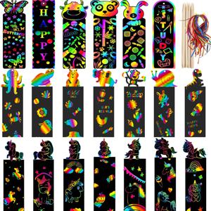 24Pcs 동물 DIY 장난감 스크래치 그림 종이 외계인 스크래치 그림 어린이를위한 다채로운 스크래치 종이