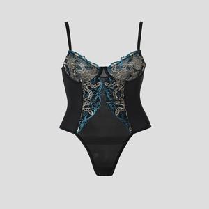 여성 메쉬 자수 란제리 바디수트 섹시 슬림 속옷 세트 플레이풀 파이어리 뷰티풀 서스펜더 점프수트 여성 의류