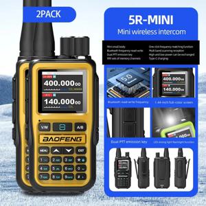트윈 팩 Baofeng UV-5R 미니 5W 라디오 |   Bluetooth 채널 동기화 + NOAA 폭풍 보고서 |   비상용으로 충전 가능한 Type-C