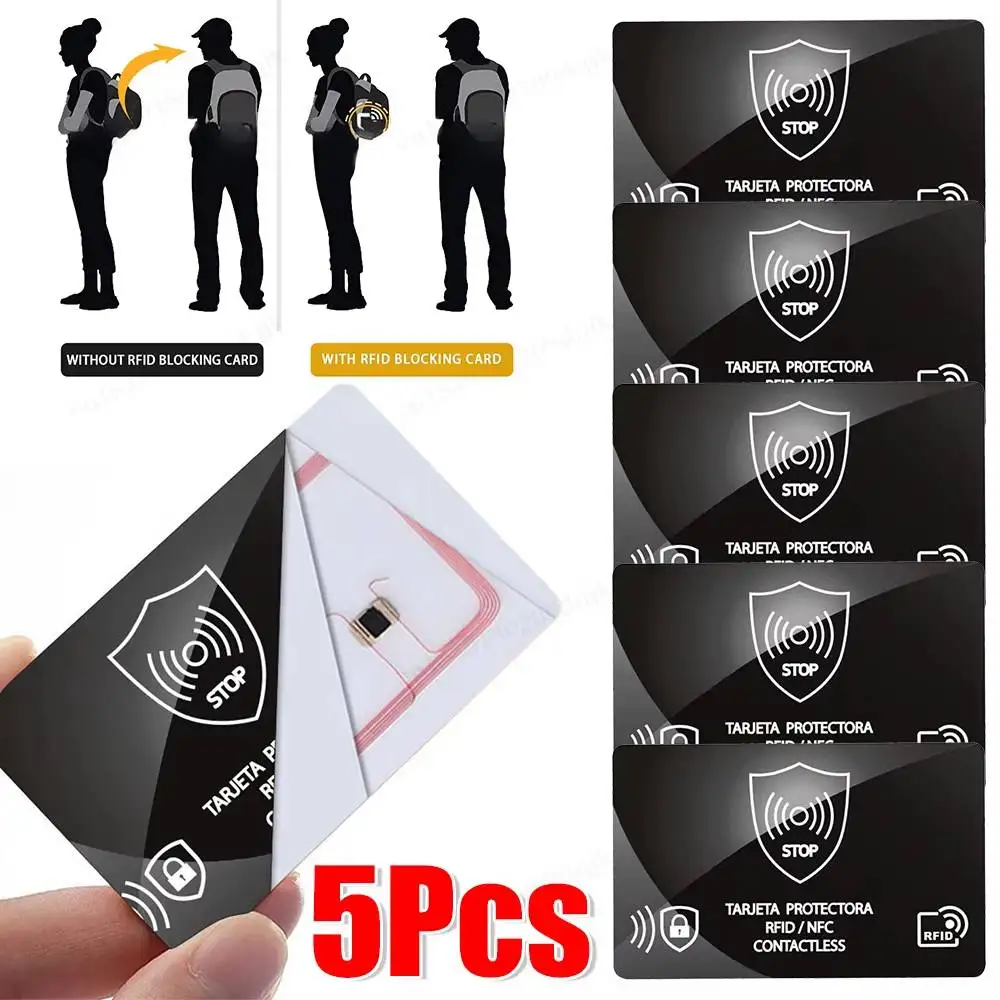 5Pcs RFID 차단 카드 보안 직불 신용 카드 여권 수호자 차단기 NFC 신호 차단 ID ATM 가드 카드 소지자 슬리브