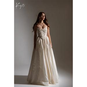 교토 맞춤 고급 꽃 진주 체인 스트랩리스 코르셋 웨딩드레스 A라인 웨딩드레스 스윕 트레인 이브닝 드레스