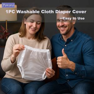 1개 투명 TPU 천 기저귀 커버 세탁 가능한 팬티 부드럽고 통기성 좋은 재사용 가능한 보호 천 기저귀 (14세 이상)