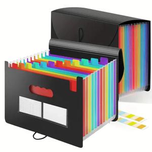 Rainbow 12-24-37포켓 확장 파일 - A4 아코디언 폴더, 정리용 휴대용 문서/빌/영수증 홀더