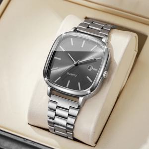 패션 스퀘어 남성 비즈니스 시계 남성용 아날로그 달력 쿼츠 시계 시계 Reloj Hombre(박스 없음)