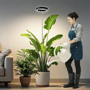 USB 전원 LED 식물 성장 조명, 72개의 LED 풀 스펙트럼, 조절 가능한 높이, 자동 타이머 및 밝기 제어, 금속 및 알루미늄, 대형 실내 식물용, 버튼 스위치, 배터리 없음, 전자 부품 포함