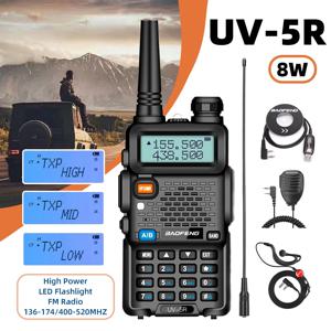 고출력 UV-5R 5W/8W 바오펑 워키토키 듀얼 밴드 VHF UHF FM 장거리 128채널 1800mAh 휴대용 핸드헬드 양방향 라디오