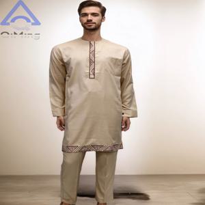 무슬림 이슬람 남성용 2피스 웨딩 펀자비 의상 80% 면 자수 겨울 아랍 모로코 드레스 아프리카 부부 바지