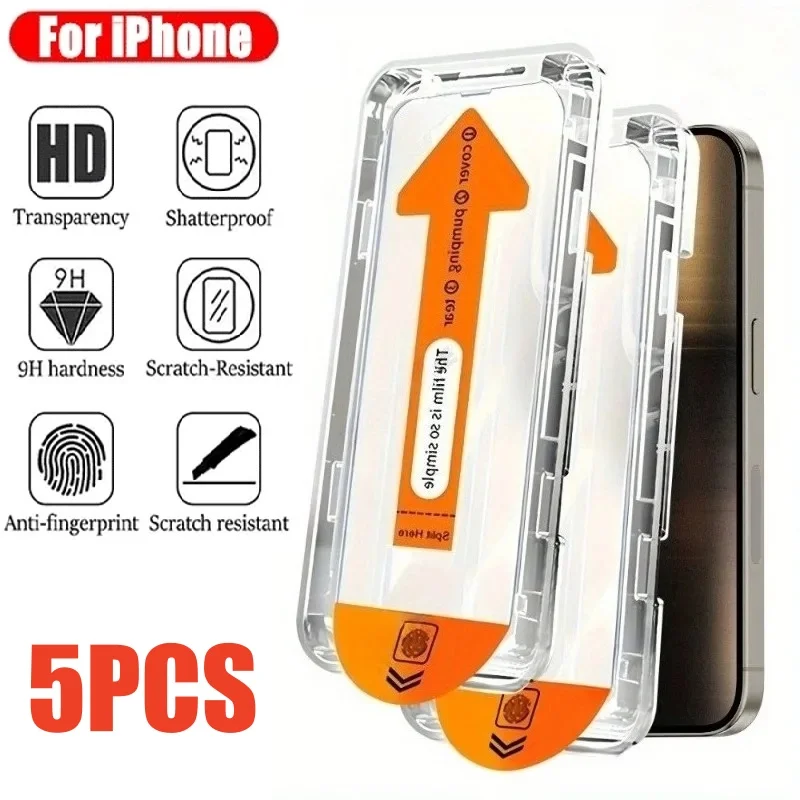 5개 초고화질 8K 먼지 방지 스크린 보호필름 아이폰 17 16 15 14 13 12 11 프로 맥스 16e 플러스 17 에어 글라스 간편 설치 박스