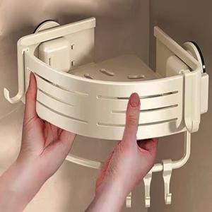 흡입 컵 천공없는 공간 알루미늄 욕실 보관 선반 욕실 삼각형 바구니 벽 걸이 욕실 코너 보관