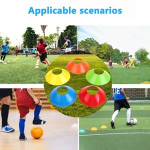 10개 콘 세트 소형 원형 로고판 축구 훈련 장애물 표지판 어린이 장애물 회피 스포츠 훈련 액세서리