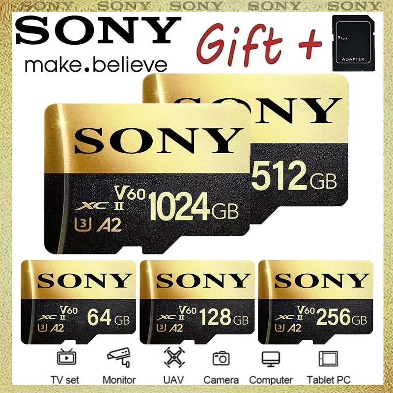 소니 1TB A2 마이크로 SD 카드 고속 메모리 카드 512GB 128GB 256GB 마이크로SD U3 TF 플래시 카드 샤오미 폰 카메라 태블릿 PC용