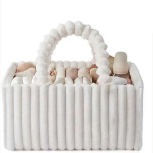 플란넬 기저귀 정리함, 선물 포장 포함, 아늑한 유아용품 보관 바구니, 베이비 샤워 선물, 신생아 필수품