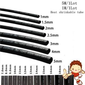 5 미터/몫 검정색 1mm 1.5mm 2mm 2.5mm 3mm 3.5mm 4mm 5mm 6mm 열 수축 튜브 튜브