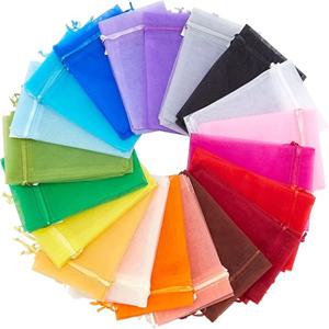 50Pcs 보석 파우치 디스플레이 포장 크리스마스 캔디 웨딩 파티 축제 거즈 가방과 깎아 지른 Organza 선물 Drawstring