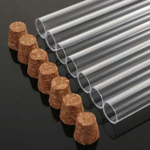 투명한 실험실 플라스틱 시험관 바이알 코르크 마개, 학교 실험실 용품, 팩당 10 개, 18x105mm