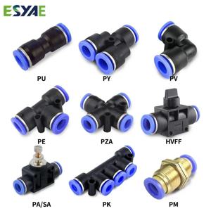 공압 피팅 파이프 커넥터 튜브 에어 퀵 피팅 워터 푸시 인 호스 플라스틱, 4mm 6mm 8mm 10mm 12mm 14mm PU PY 커넥터