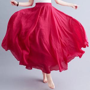 여성용 보호 코튼 린넨 비치 롱 스커트, 빈티지 캐주얼 솔리드 A 라인 하이 웨이스트 댄스 바닥 길이 맥시 스커트, 봄 여름 신상