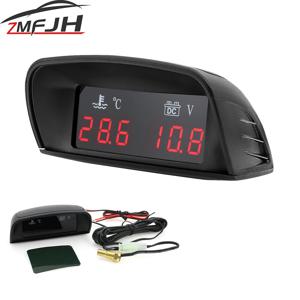 디지털 수온 게이지 + 볼트 수온 센서 10mm 2 in 1 게이지 자동차 LCD 디스플레이 자동차 트럭 오토바이 12V 24V