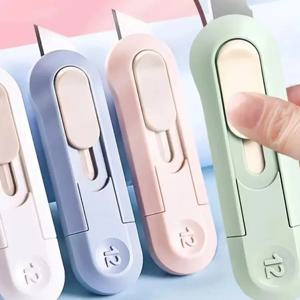 휴대용 미니 종이 커터 고품질 아트워크 나이프 자동 리바운드 박스 오프너 포켓 커터 사무실 및 학교 가정용 문구류