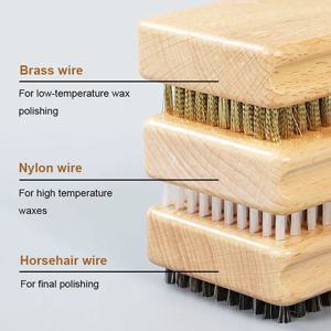 나무 손잡이 황동/나일론/말총 스키 왁싱 브러시 스노우보드 유지 관리 도구
