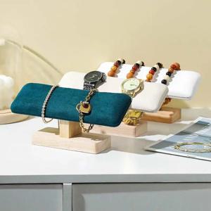 1Pc 나무 시계 디스플레이 스탠드 기본 시계 목걸이 팔찌 주최자 랙 팔찌 Scrunchie 머리띠 쇼케이스 스탠드