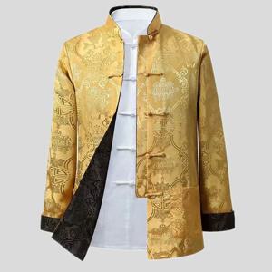 남자 중국어 드래곤 셔츠 쿵푸 코트 중국 새해 당나라 정장 남성 자켓에 대한 중국어 번체 의류 Hanfu 남성 의류
