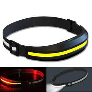 휴대용 COB 헤드램프 충전식 빨간색 및 흰색 빛 작업등 야외 캠핑 야간 달리기 투광등 낚시 헤드라이트