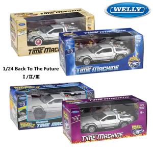 WELLY 다이캐스트 1:24 스케일 모델 자동차 장난감 Delorean 영화 Back to The Future Part 1/2/3 DMC-12 금속 합금 장난감 자동차 어린이 선물