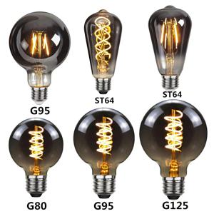 LED E27 ST64 G80 G95 G125 4W Dimmable220V 스모키 그레이 따뜻한 GSpiral 필라멘트 전구 레트로 빈티지 장식 조명 에디슨 램프