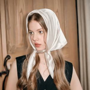 2024 럭셔리 브랜드 솔리드 넥 타이 숄, 실크 스퀘어 스카프, 여성 70cm 머리, 손 손목 머리 장식, 히잡 반다나, 21 색