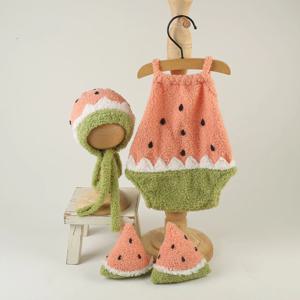 새로운 독창성 아기 의상 부드러운 Febric 신생아 유아 수박 옷 신생아 Photoshoot 소품 아기 세트