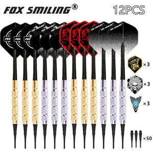 나일론 다트 팁이 포함된 12개 폭스 스마일 18g 전자 소프트 다트