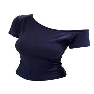 100% 리브 코튼 여름 오프 숄더 탑 여성 슬림 피트 바디 여름 짧은 소매 티셔츠 여성 섹시한 기본 티셔츠 한국 세련된