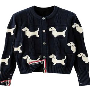 새로운 루즈핏 다용도 디자인 도기 니트웨어 여성용 짧은 오픈 가디건 라운드넥 풀오버 캐주얼 아우터웨어 폴리에스터 섬유