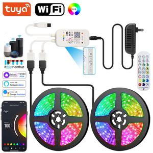 LED 스트립 조명 RGB 5050 멀티컬러 5050 LED 스트립 12V 비방수 블루투스 Wi-Fi 알렉사 제어 5m 테이프 조명 (실내용)
