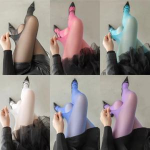 여성 섹시 투명 스타킹 숙녀 흰색 녹색 통기성 나일론 탄성 스타킹 Y2k 도파민 여러 가지 빛깔의 신축성 팬티 스타킹