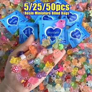 5/25/50pcs 어둠 속에서 빛나는 미니 수지 동물 및 버섯 블라인드 가방 요정 정원 장식, 마이크로 풍경, 생일 선물 깜짝