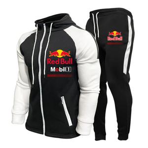 Red Bull 남성용 레이싱 슈트 야외 속건성 편안한 오버 사이즈 후드 자켓 피트니스 트레이닝 복 투피스 트레이닝 세트