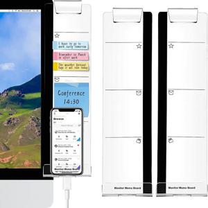 오른쪽 왼쪽 아크릴 모니터 메모 보드 책상 액세서리 컴퓨터 디스플레이 메시지 보드 컴퓨터 스티커 메모 클립 사무용품