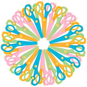 6-12pcs 컬러 안전 가위 플라스틱 안티 핀치 공예 가위 사무실 종이 컷팅 일치하는 가위 종이 절단 도구