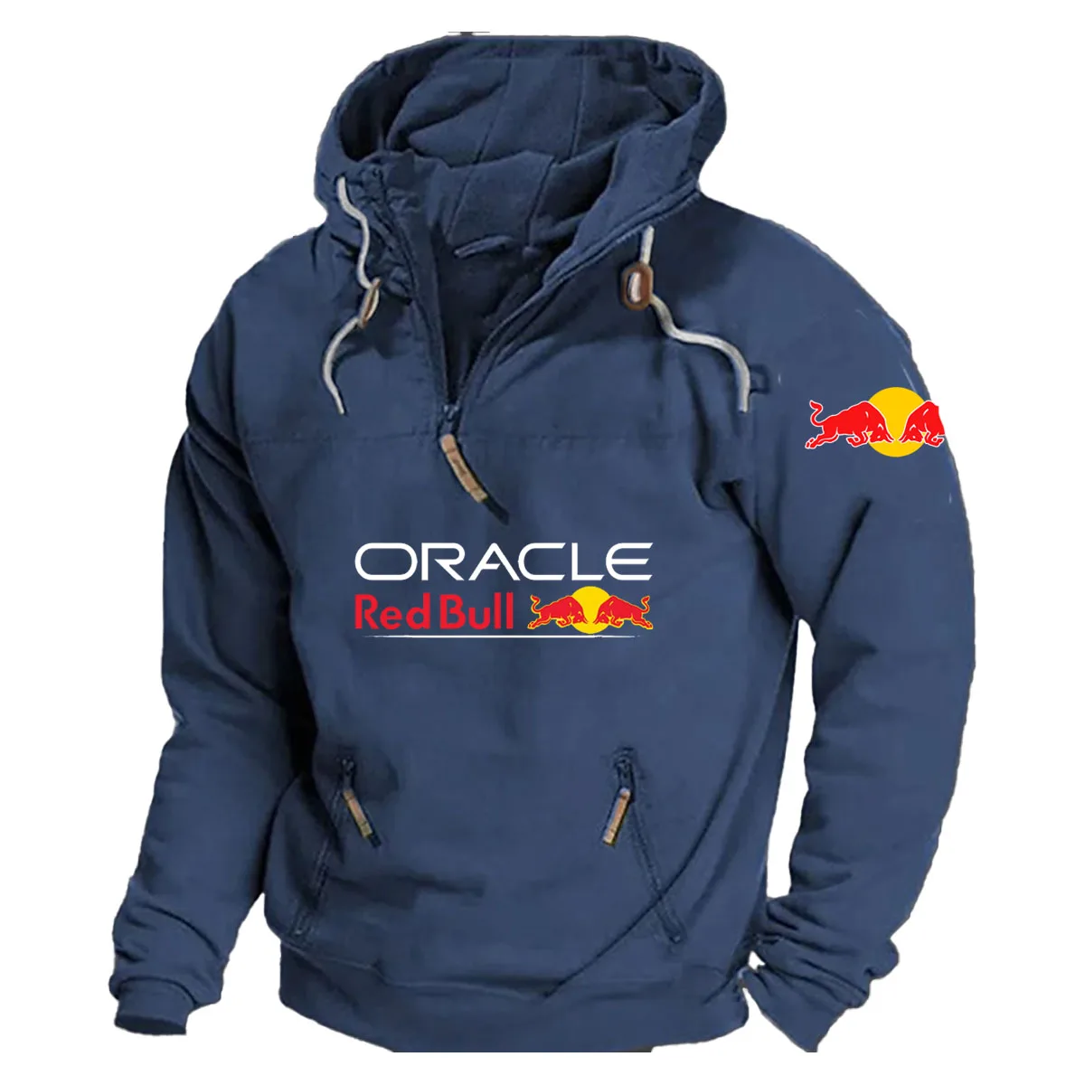 레드불 로고 남성용 오토바이 재킷 후드 레이싱 슈트 캐주얼 레트로 후드 젊은 등산 스포츠웨어