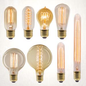 레트로 에디슨 전구 E27 220V 110V 40W ST64 G80 G95 T10 T45 디밍 가능 빈티지 전구 필라멘트 백열등 에디슨 램프