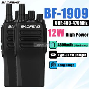 1/2PCS 바오펑 BF-1909 무전기 BF 1909 12W 고출력 장거리 UHF 양방향 무전기 타입-C 충전식 송신기 (사냥용)